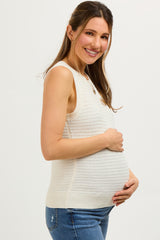 Ivory Knit Sleeveless Maternity Top