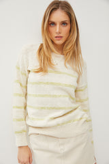 Lime Striped Knit Maternity Sweater