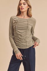 Oat Ruched Top