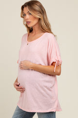 Pink Drawstring Dolman Sleeve Maternity Top