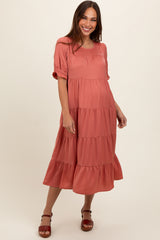 Salmon Short Sleeve Maternity Dress