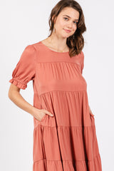 Salmon Short Sleeve Dress