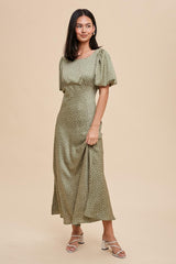 Eucalyptus Puff Sleeve Dress