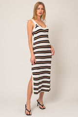 Ivory Stripe Crochet Maxi Dress