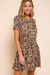 Taupe Animal Print Short Sleeve Dress