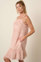 Blush Feather Tank Mini Dress