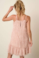 Blush Feather Tank Mini Dress