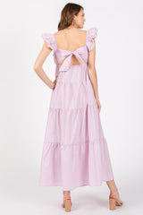 Lavender Flutter Sleeve Tiered Maxi Dress