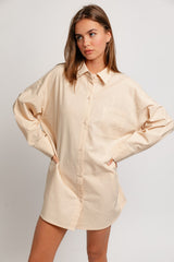 Taupe Oversized Shirt Dress