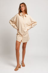 Taupe Oversized Shirt Dress