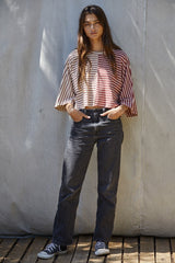 Burgundy Sand Stripe Top