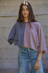 Midnight Blue Mauve Stripe Top