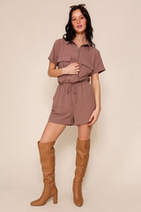 Mocha Button Down Romper