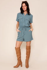 Green Button Down Romper