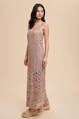 Mushroom Crochet Maxi Tank Dress